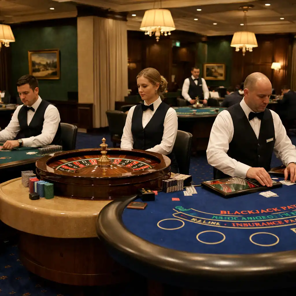 Prawdziwe stoły do pokera, ruletki i blackjacka w kasynie stacjonarnym